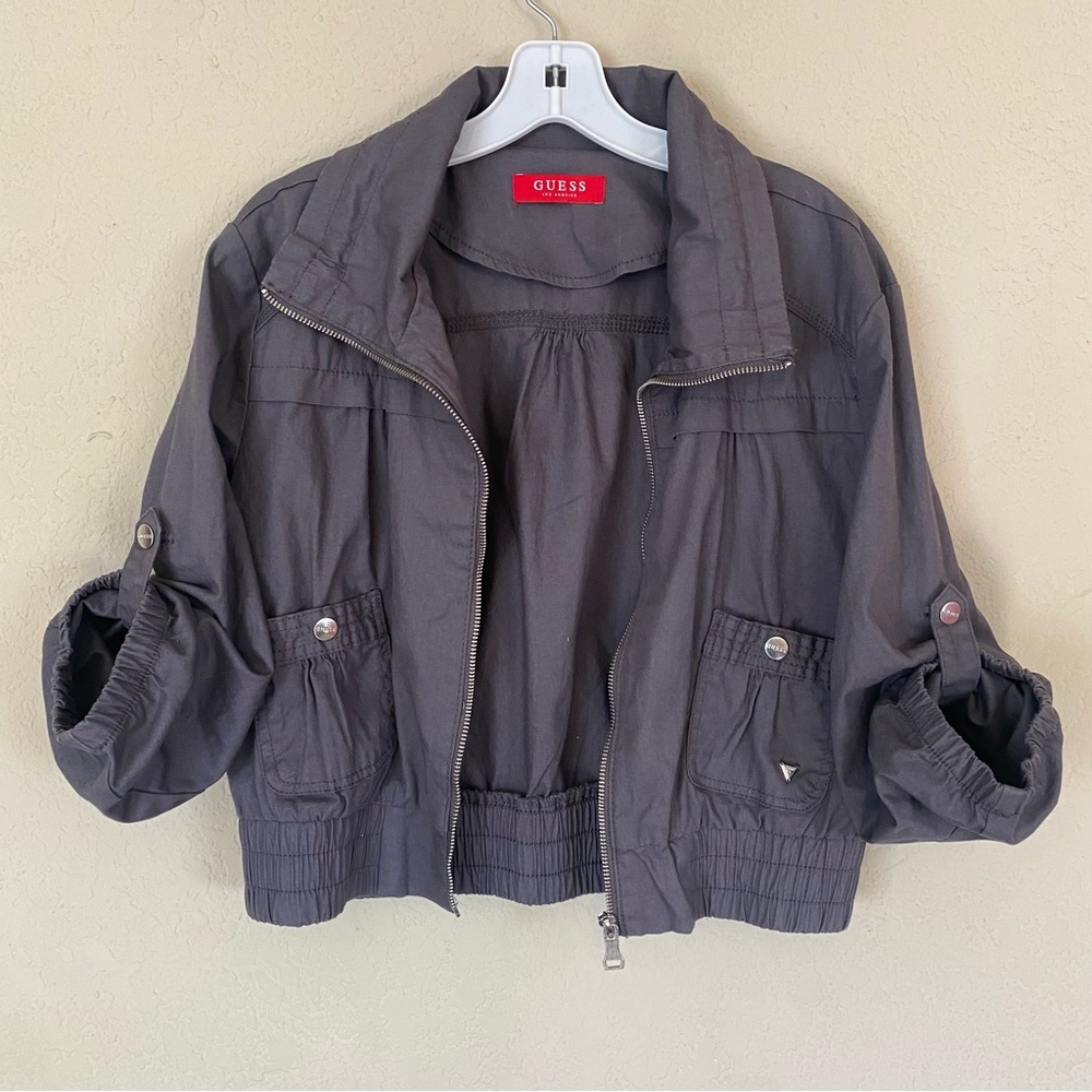 GUESS cropped full zip bomber jacket